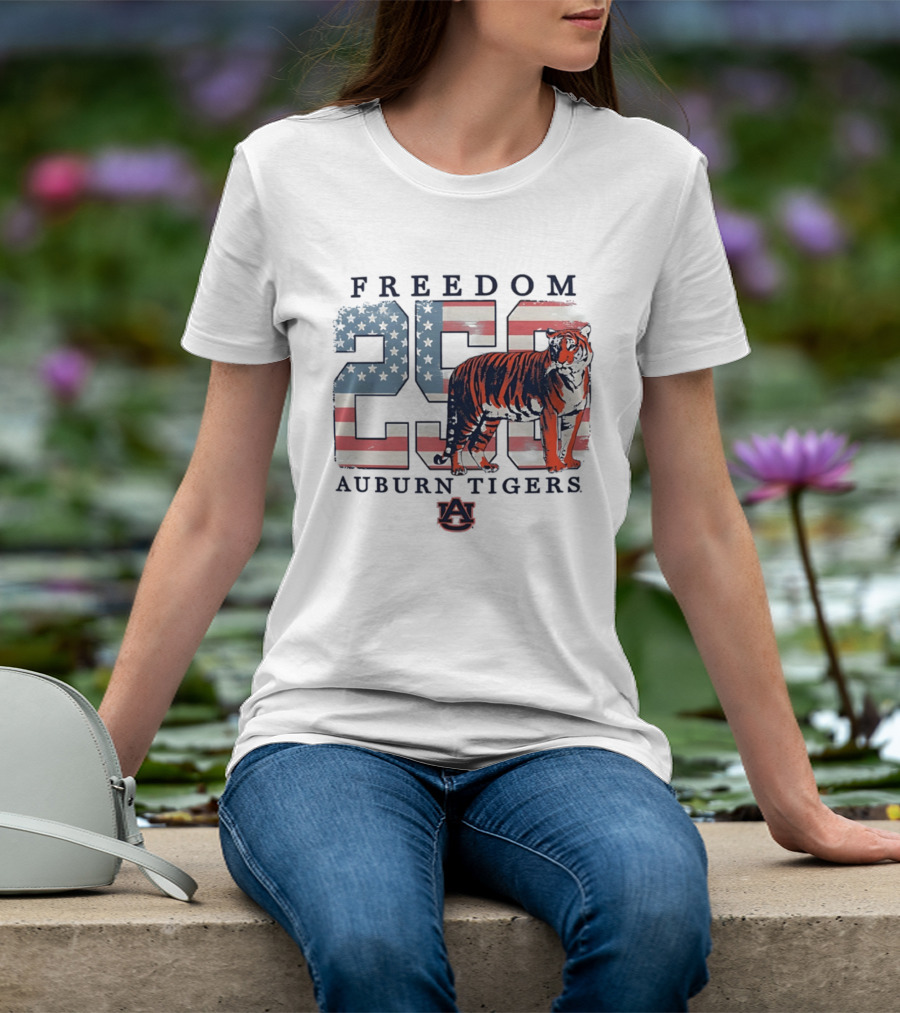 Freedom 250 Auburn Tigers Americana Flag Tiger T-Shirt