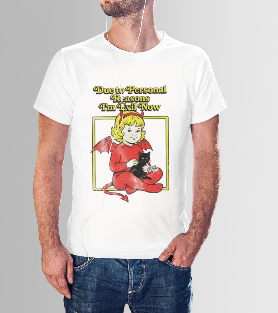 Due To Personal Reasons I'm Evil Now Baby Devil Costume With Black Cat T-Shirt