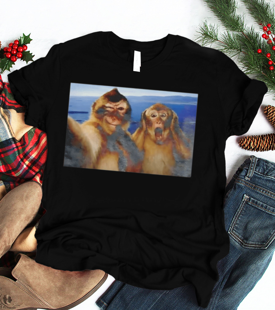 Funny Thinking Monkey Meme Surprised Expression Moments T-Shirt