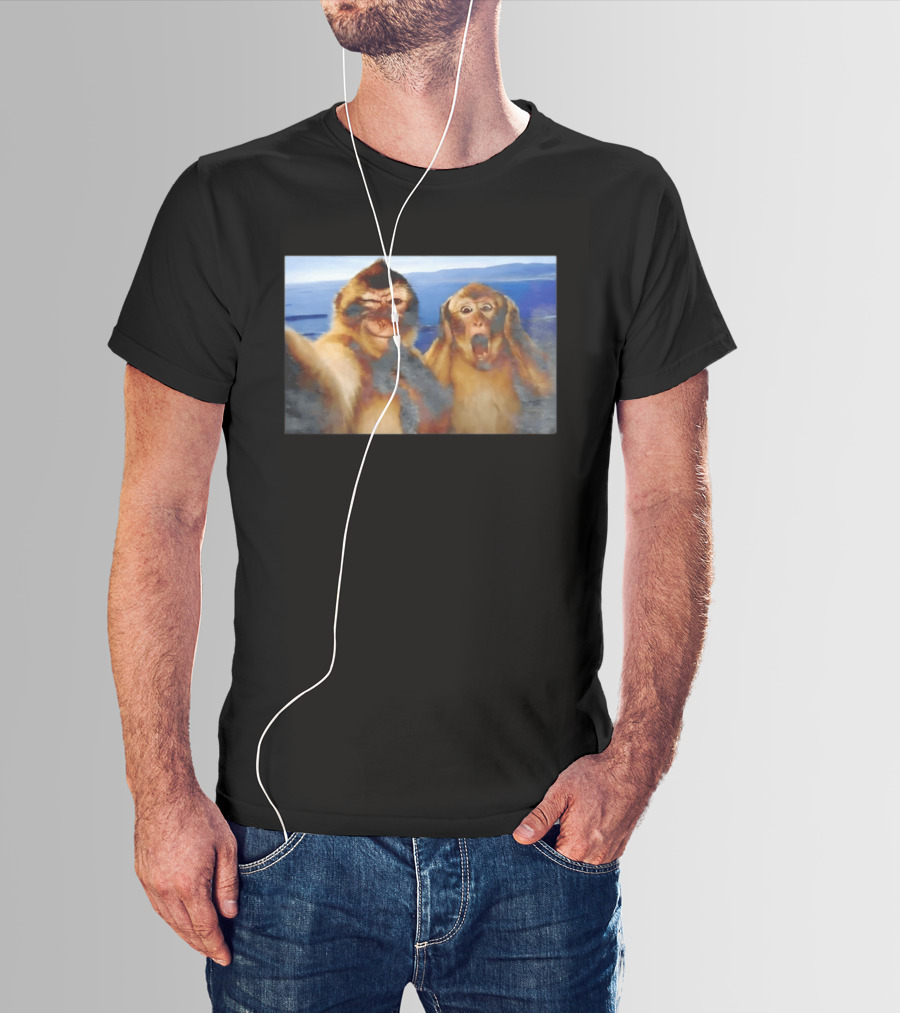 Funny Thinking Monkey Meme Surprised Expression Moments T-Shirt