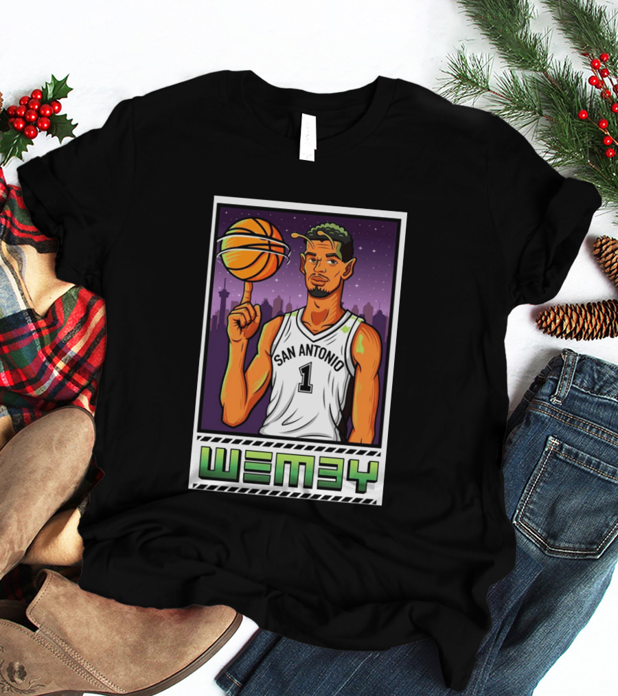 Wembanyama San Antonio Spurs Wemby Giclee Basketball Star Number 1 T-Shirt