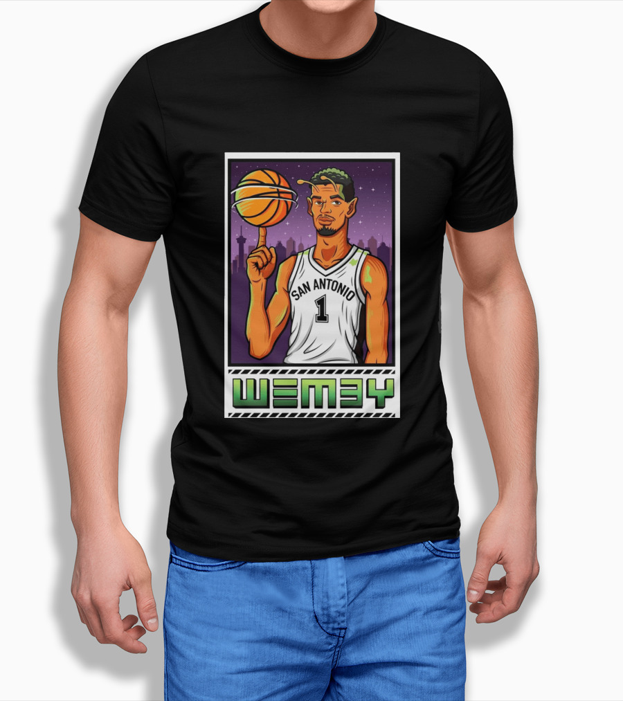 Wembanyama San Antonio Spurs Wemby Giclee Basketball Star Number 1 T-Shirt