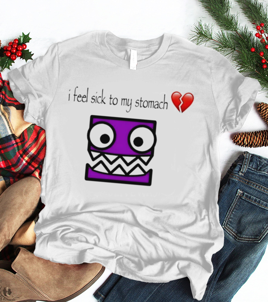 Geometry Dash I Feel Sick To My Stomach Broken Heart Pixel Art Monster T-Shirt