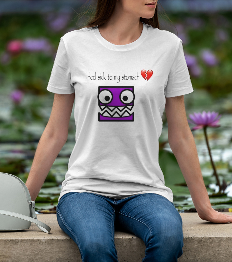 Geometry Dash I Feel Sick To My Stomach Broken Heart Pixel Art Monster T-Shirt