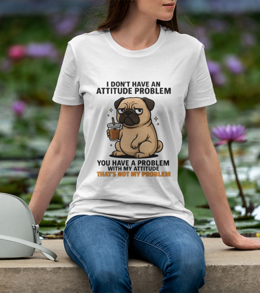 Grumpy Pug Coffee Attitude Problem Not My Problem T-Shirt