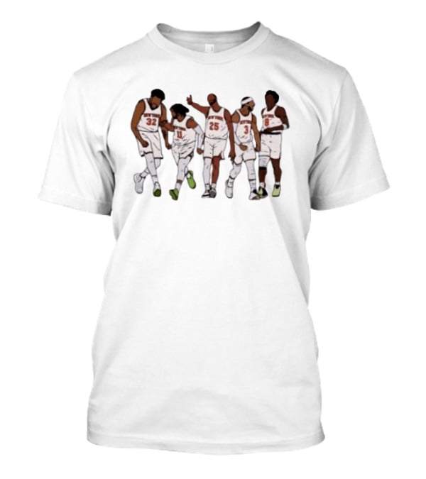 Jon Stewart Wearing New York Knicks Starting Five Basketball Players T-Shirt