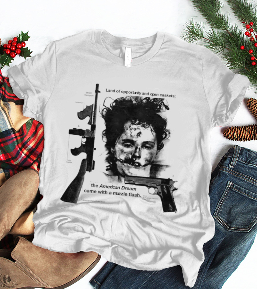 Land Of Opportunity Open Caskets American Dream Muzzle Flash T-Shirt