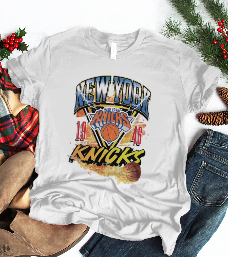 New York Knicks 1946 Basketball On Fire T-Shirt