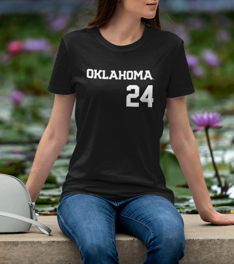 Oklahoma 24 Audrey Lowry Sooners Softball Name And Number Two Sided T-Shirt