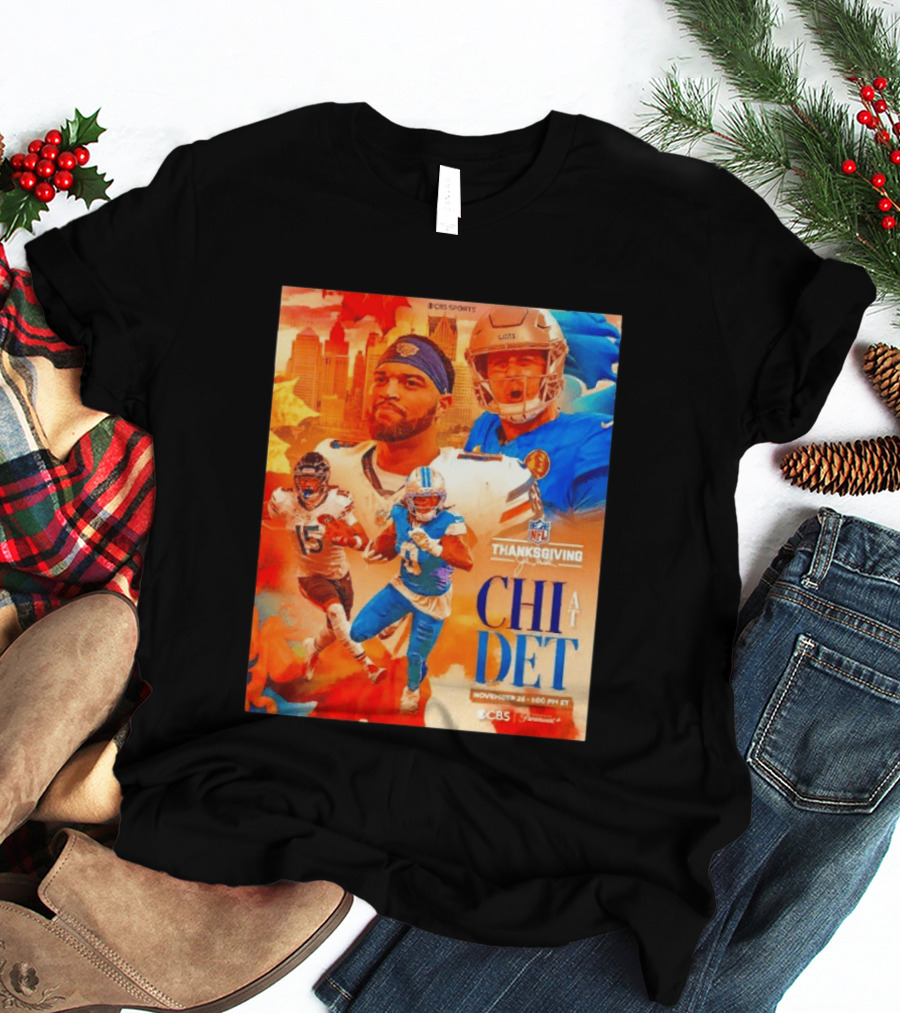 NFL Thanksgiving Day Game Chicago Bears Vs Detroit Lions Nov 26 CBS Sports T-Shirt