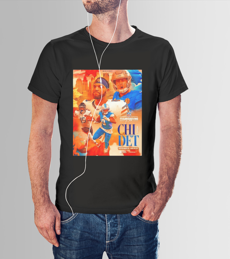 NFL Thanksgiving Day Game Chicago Bears Vs Detroit Lions Nov 26 CBS Sports T-Shirt
