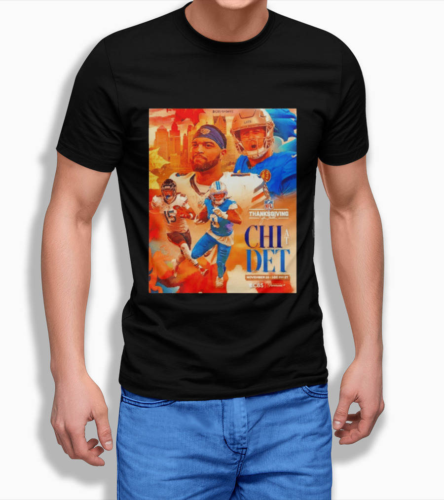 NFL Thanksgiving Day Game Chicago Bears Vs Detroit Lions Nov 26 CBS Sports T-Shirt