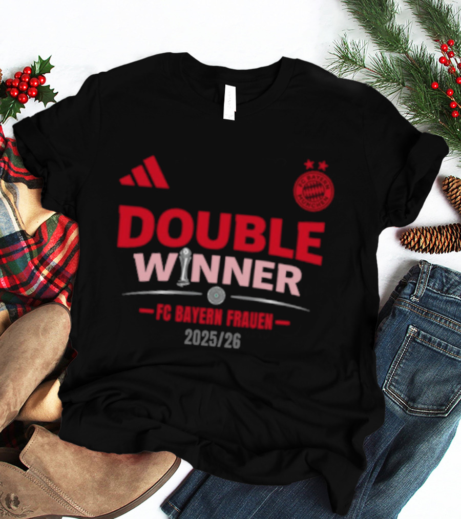 Double Winner FC Bayern Frauen 2025 26 Bundesliga Champions T-Shirt