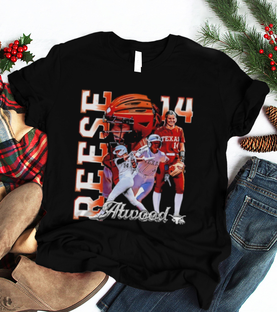 Reese Atwood 14 Texas Longhorns Softball Player White Uniform And Red Helmet T-Shirt