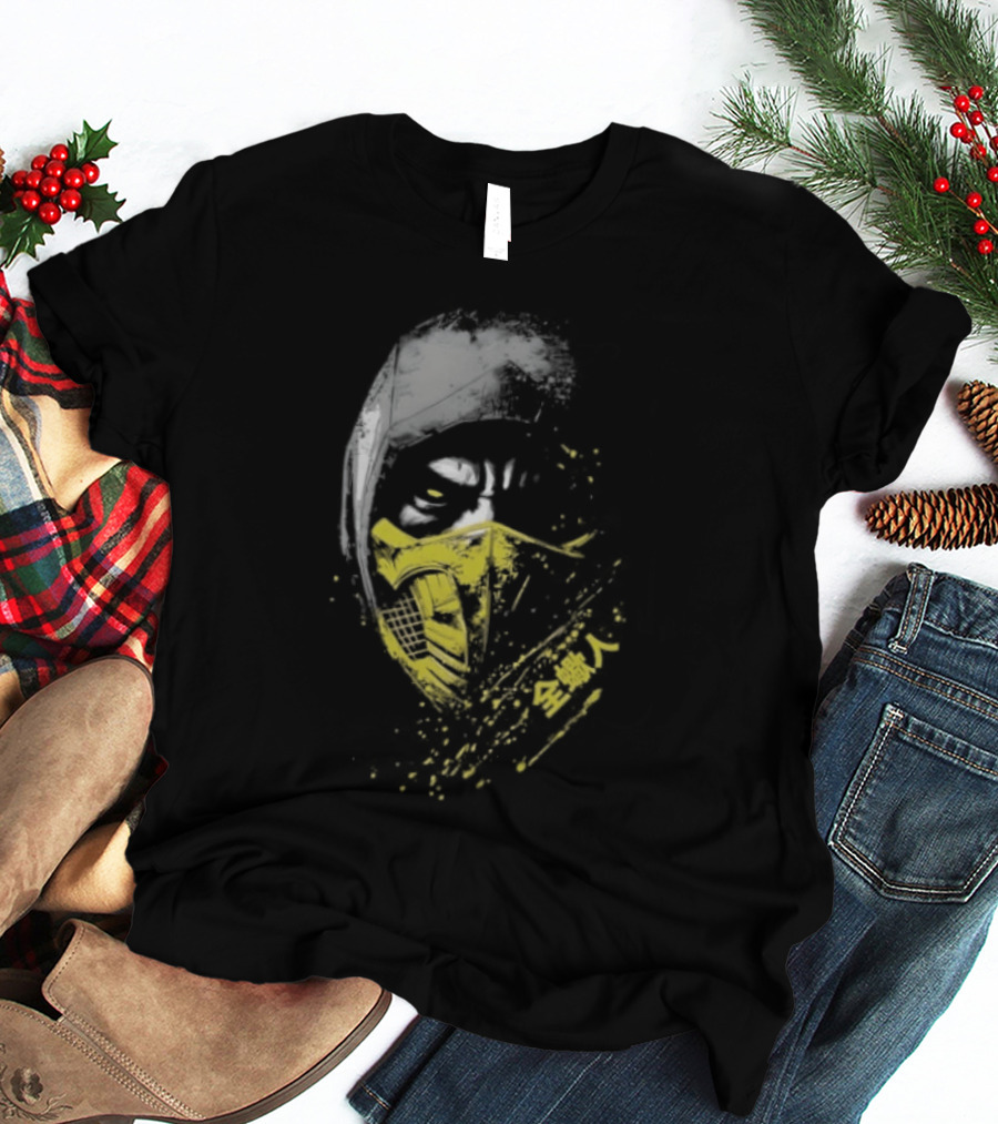 Scorpion Get Over Here Mortal Kombat Classic Yellow Mask T-Shirt