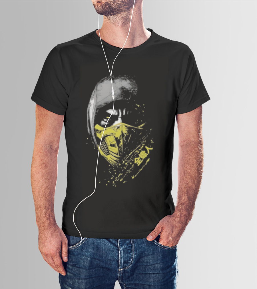 Scorpion Get Over Here Mortal Kombat Classic Yellow Mask T-Shirt