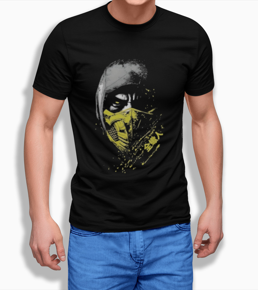 Scorpion Get Over Here Mortal Kombat Classic Yellow Mask T-Shirt