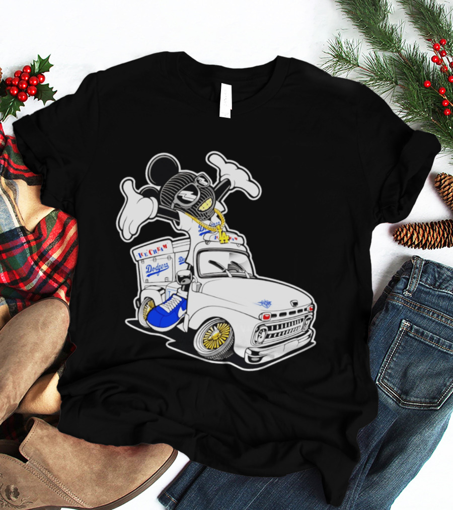 Los Angeles Dodgers Mickey Ice Cream Truck Sneaker Chain T-Shirt