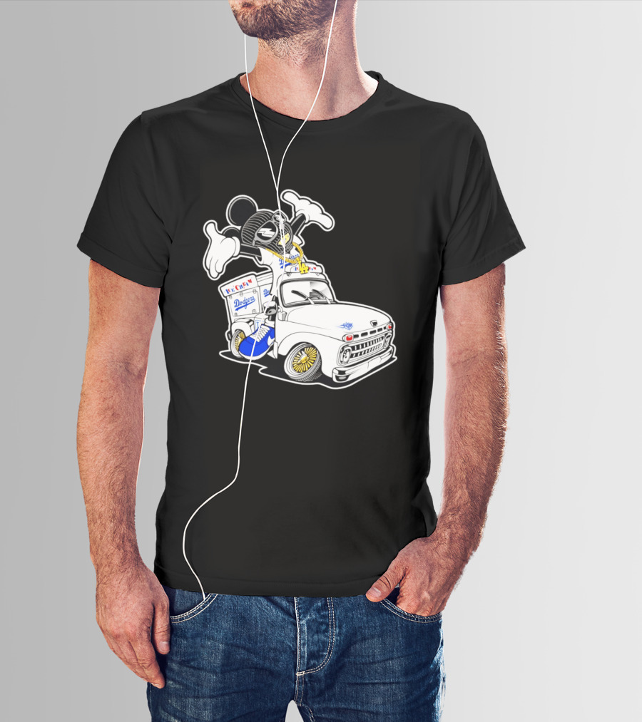 Los Angeles Dodgers Mickey Ice Cream Truck Sneaker Chain T-Shirt