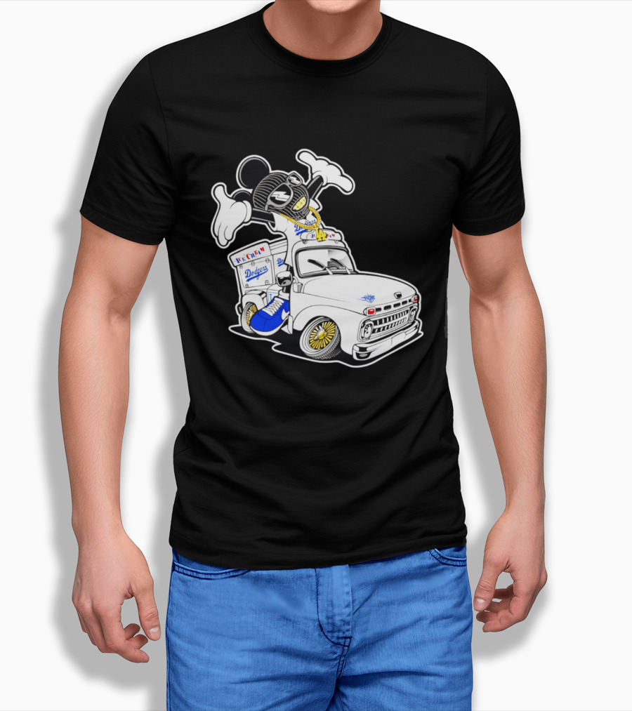 Los Angeles Dodgers Mickey Ice Cream Truck Sneaker Chain T-Shirt