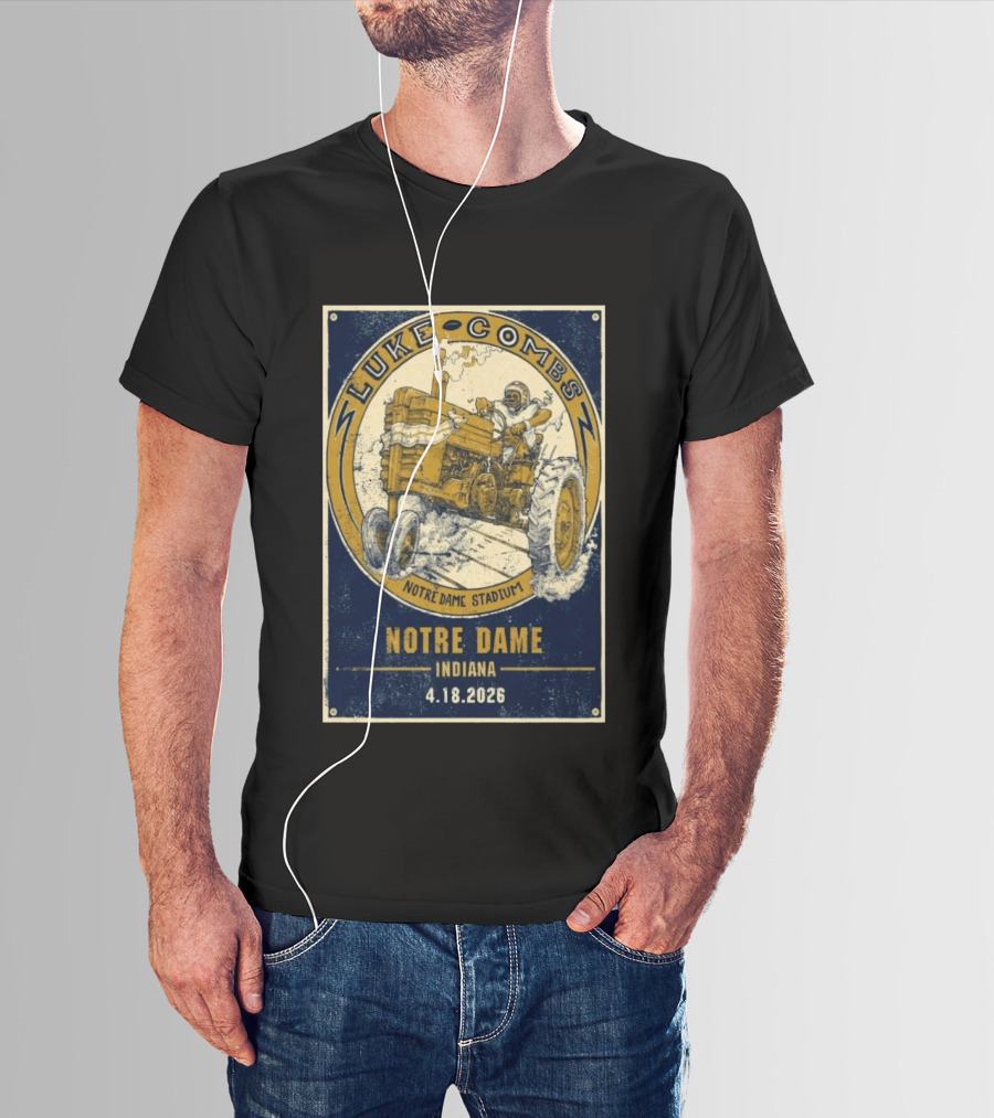 Luke Combs Notre Dame Stadium Indiana Tractor April 18 2026 T-Shirt
