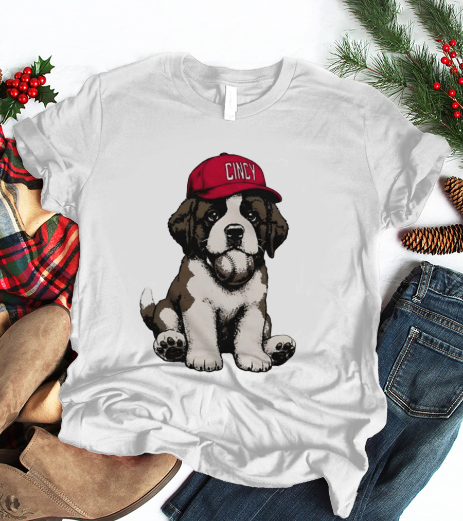 Cincinnati Reds Cincy Puppy Baseball Hat T-Shirt