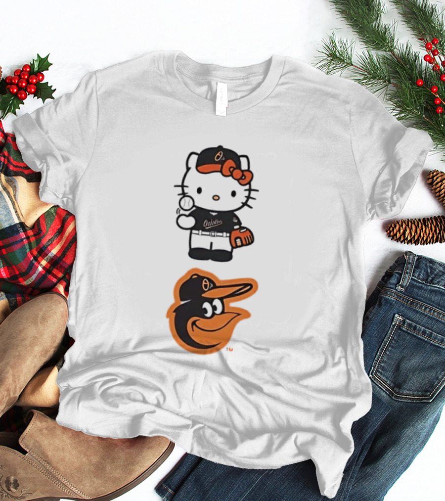 Hello Kitty Baltimore Orioles Baseball Fan Merchandise T-Shirt
