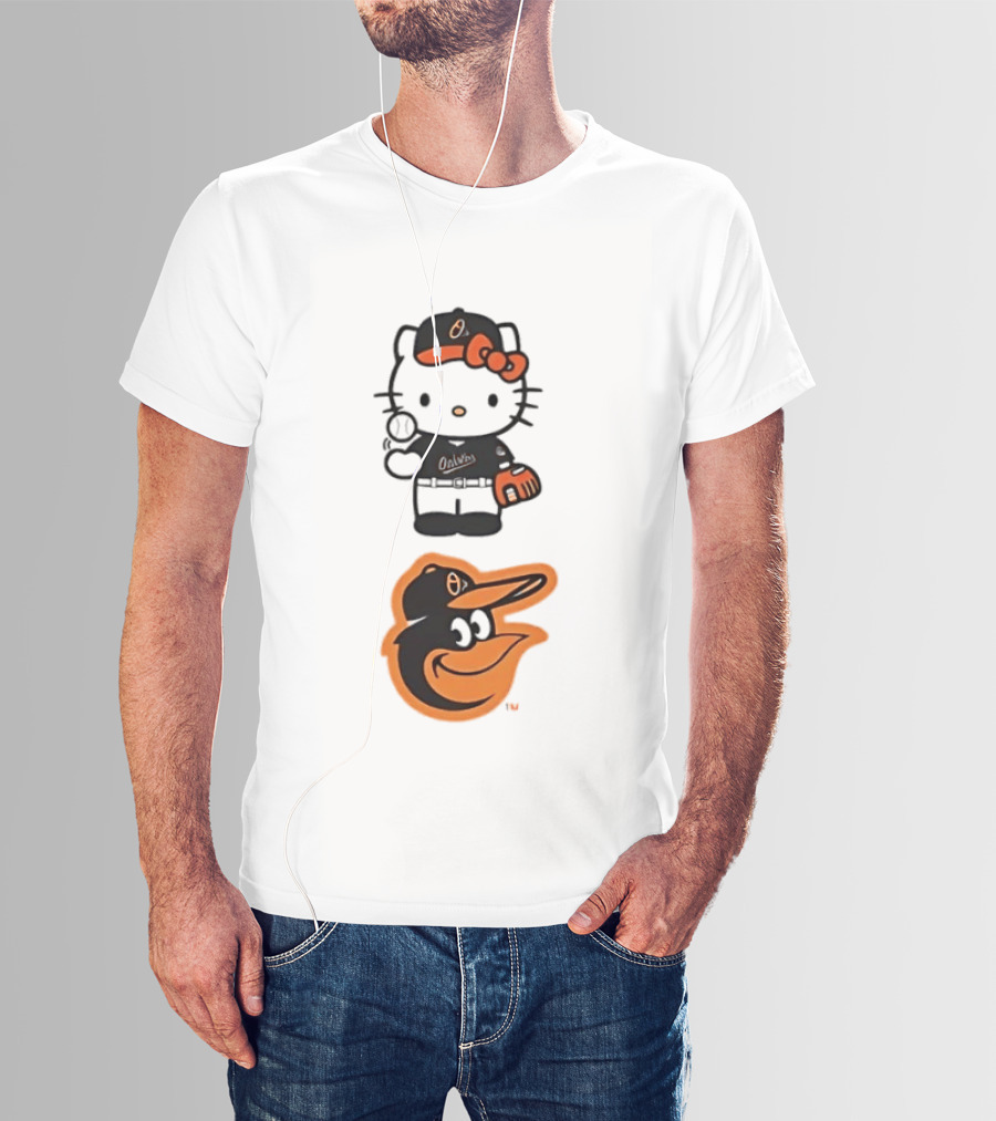 Hello Kitty Baltimore Orioles Baseball Fan Merchandise T-Shirt