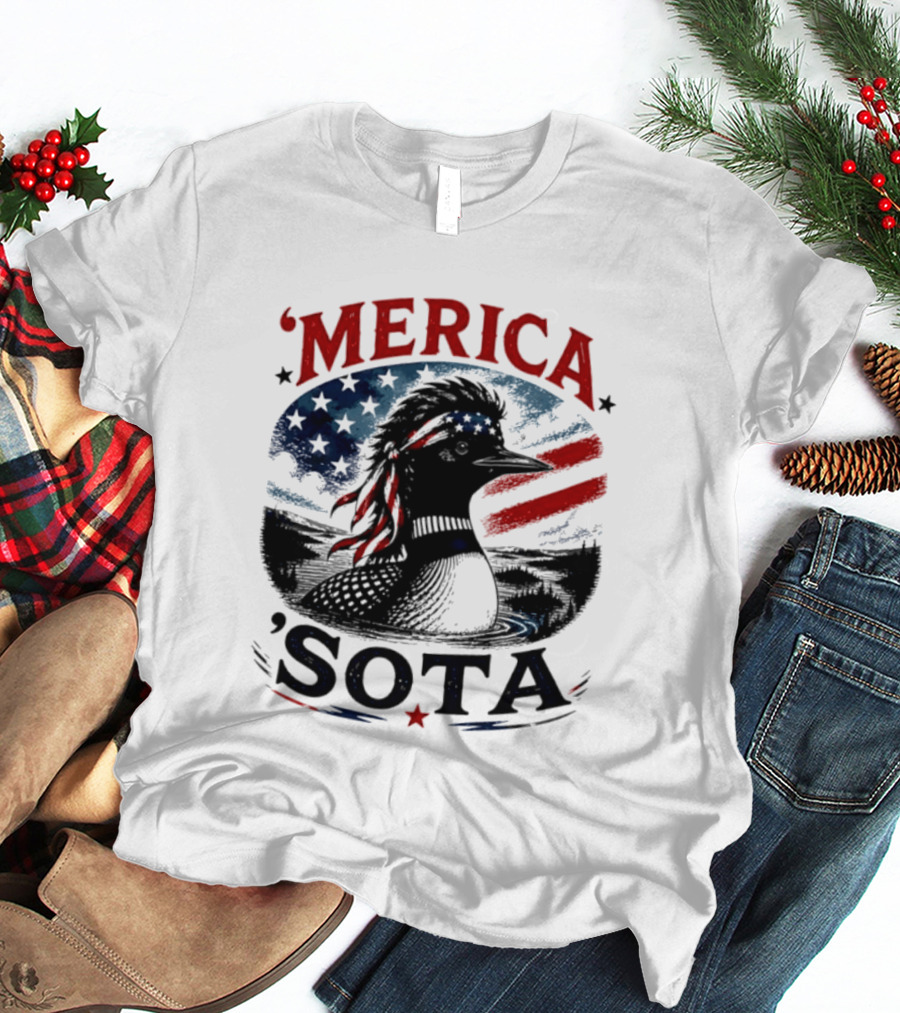 Merica 'Sota Loon Stars Stripes American Flag T-Shirt