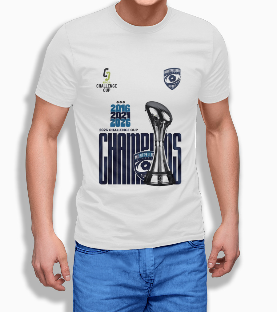 Montpellier Herault Champions European Rugby Challenge Cup 2016 2021 2026 T-Shirt