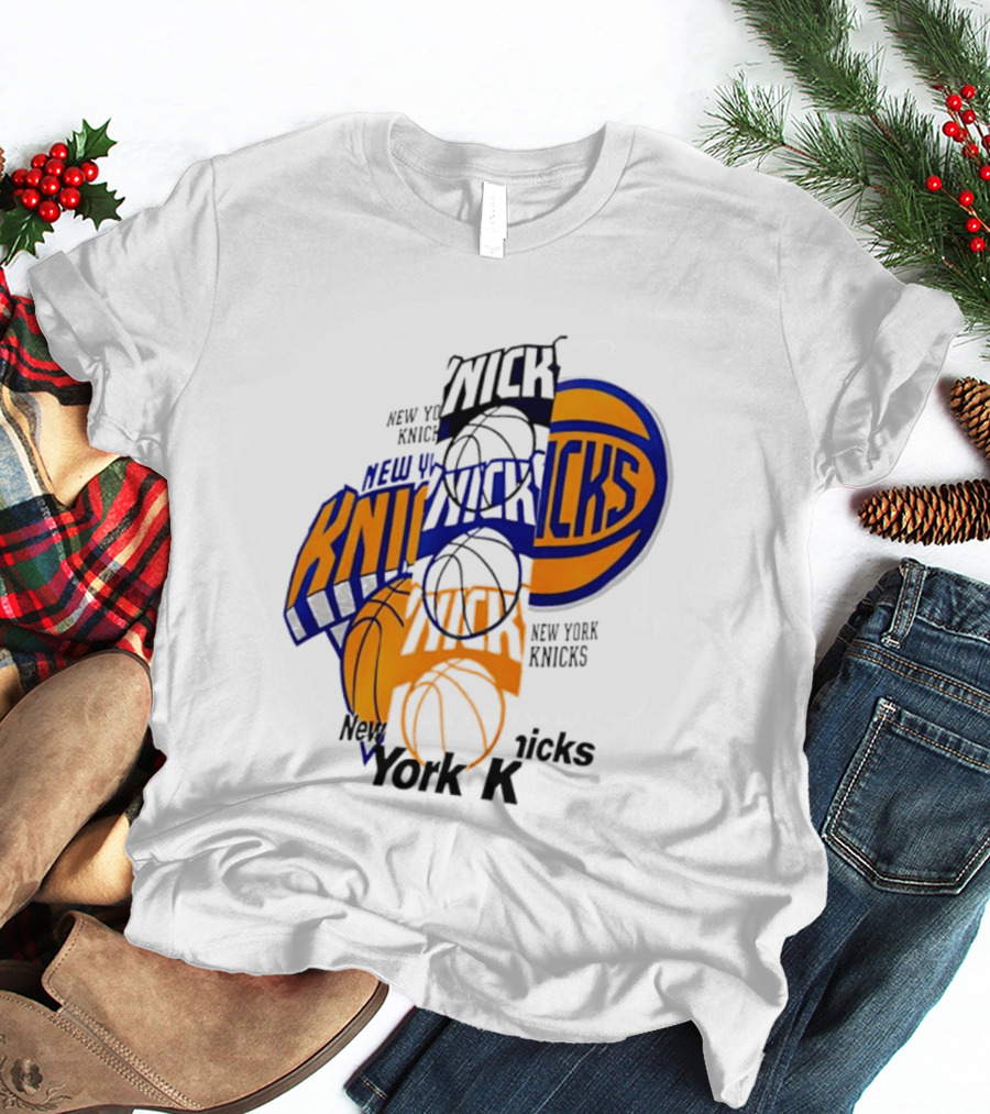 New York Knicks Basketball Collage Fragmented T-Shirt