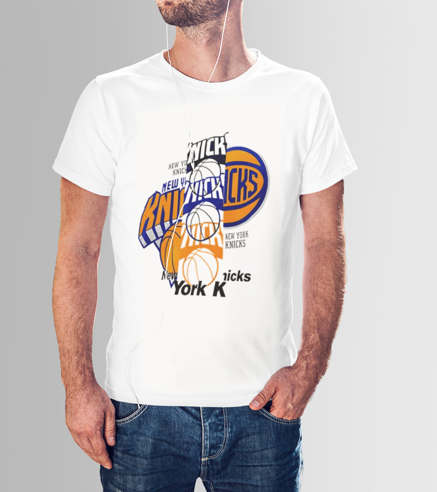 New York Knicks Basketball Collage Fragmented T-Shirt