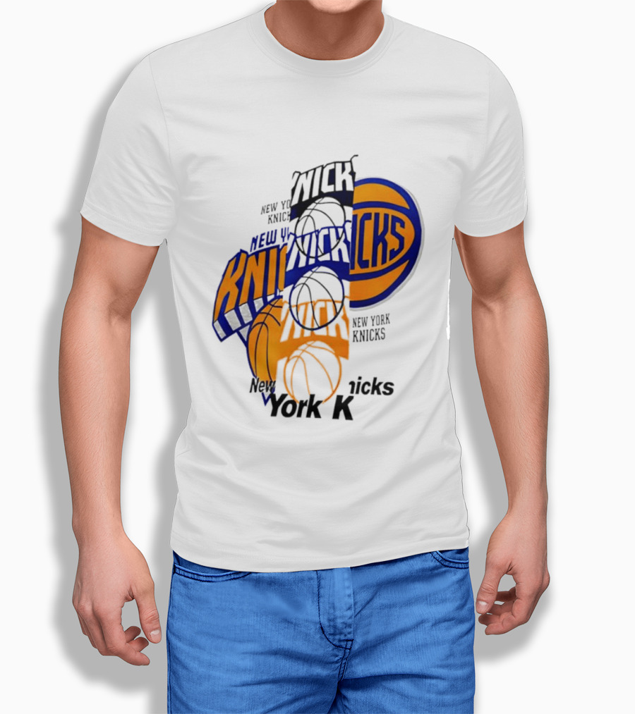 New York Knicks Basketball Collage Fragmented T-Shirt