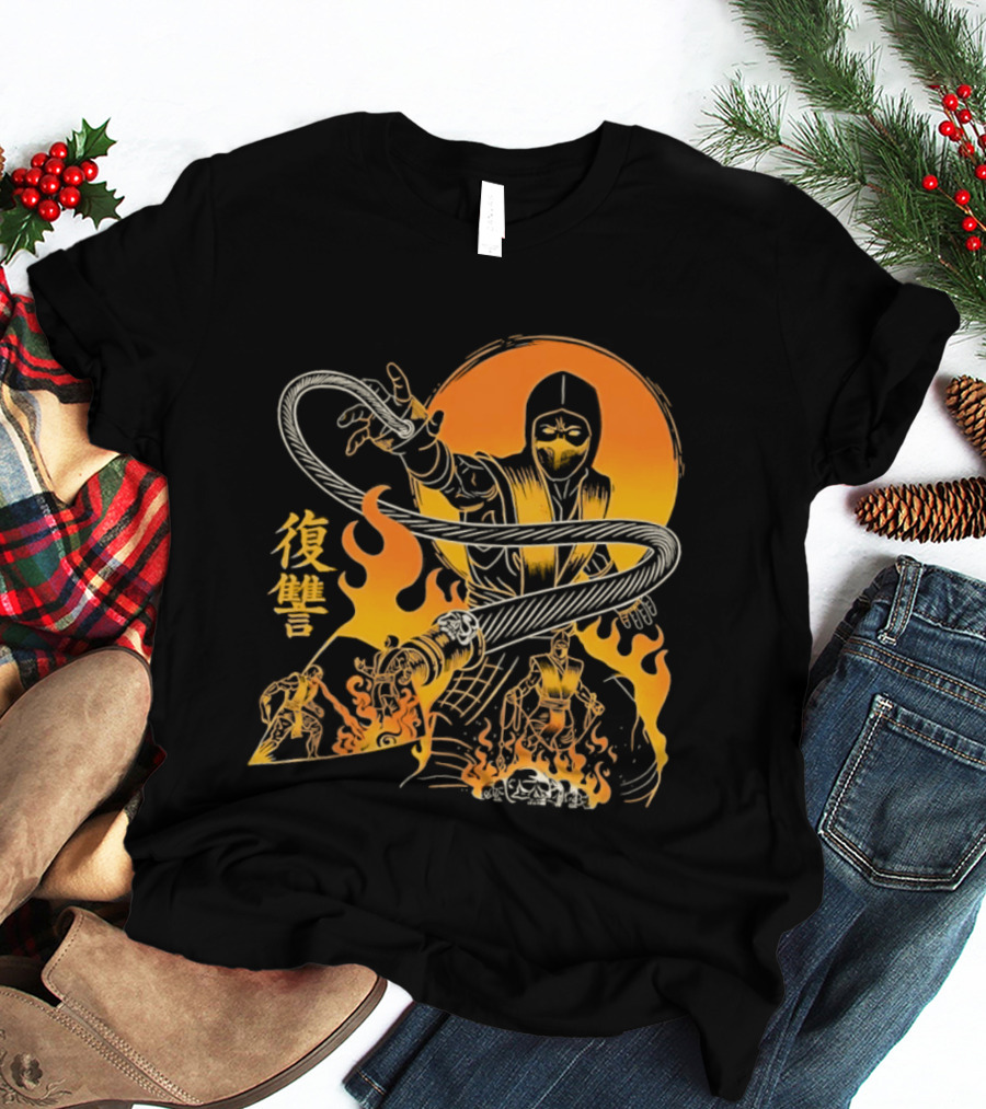 Scorpion Mortal Kombat Hellbound Wrath Kanji Flames T-Shirt