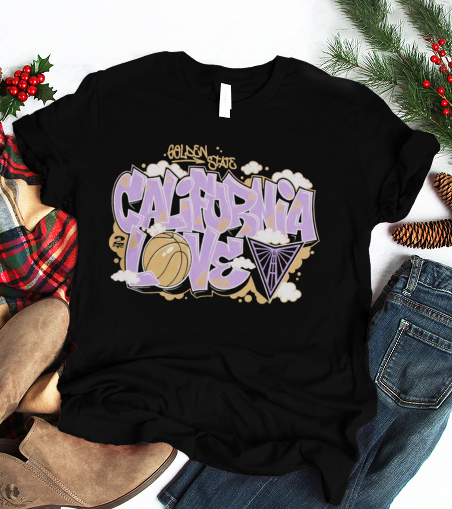 Golden State Valkyries Sportiqe X 2PAC California Love Basketball Clouds T-Shirt