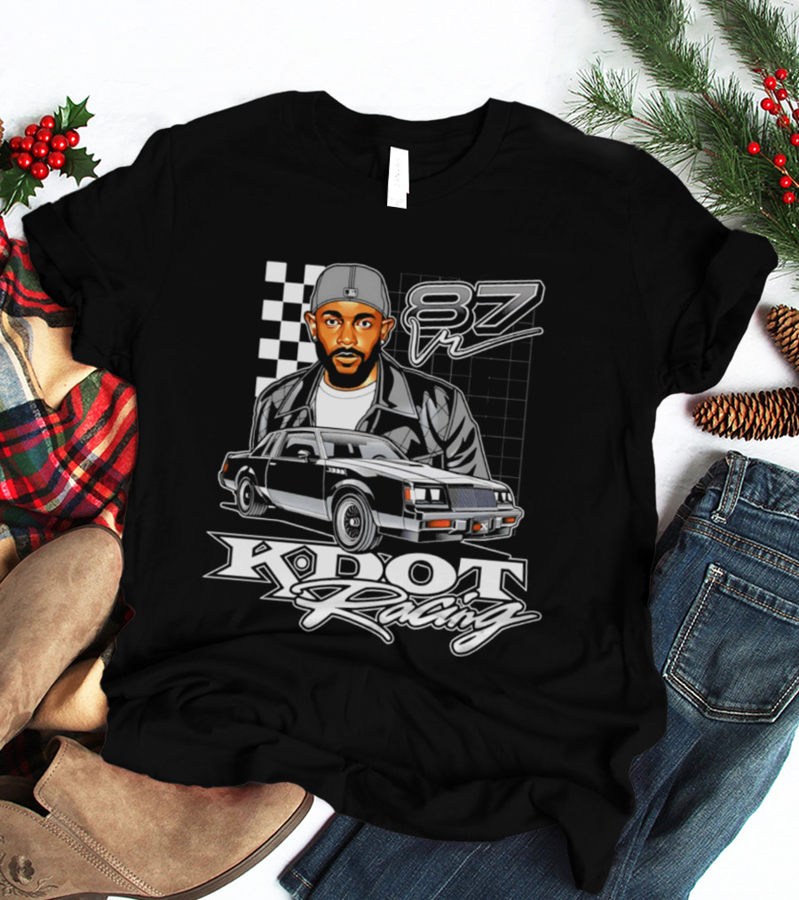 Kdot Racing 87 Vintage Car And Checkered Flag T-Shirt