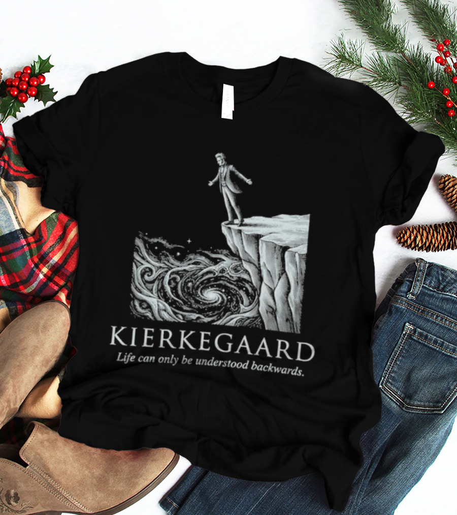 Kierkegaard Life Can Only Be Understood Backwards Cliff Edge T-Shirt