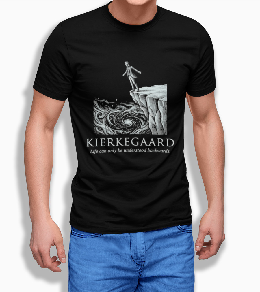 Kierkegaard Life Can Only Be Understood Backwards Cliff Edge T-Shirt