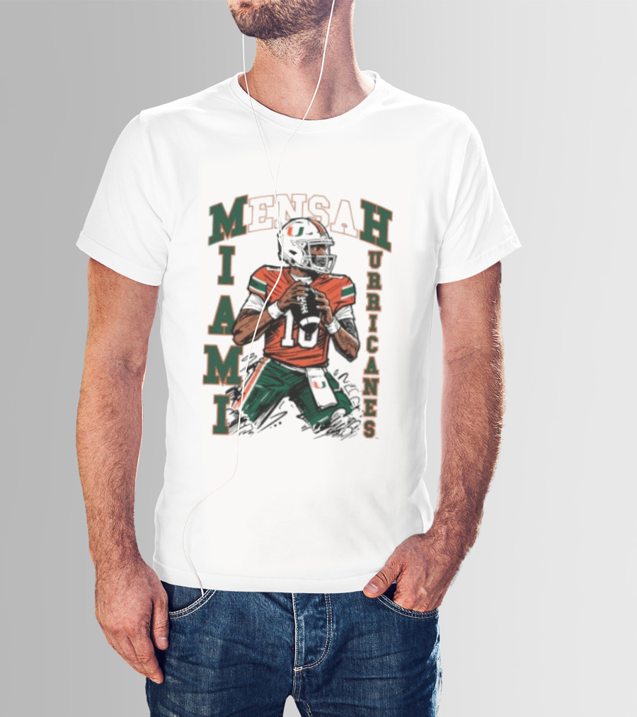 Mensah Miami Hurricanes Football Player Sketch T-Shirt