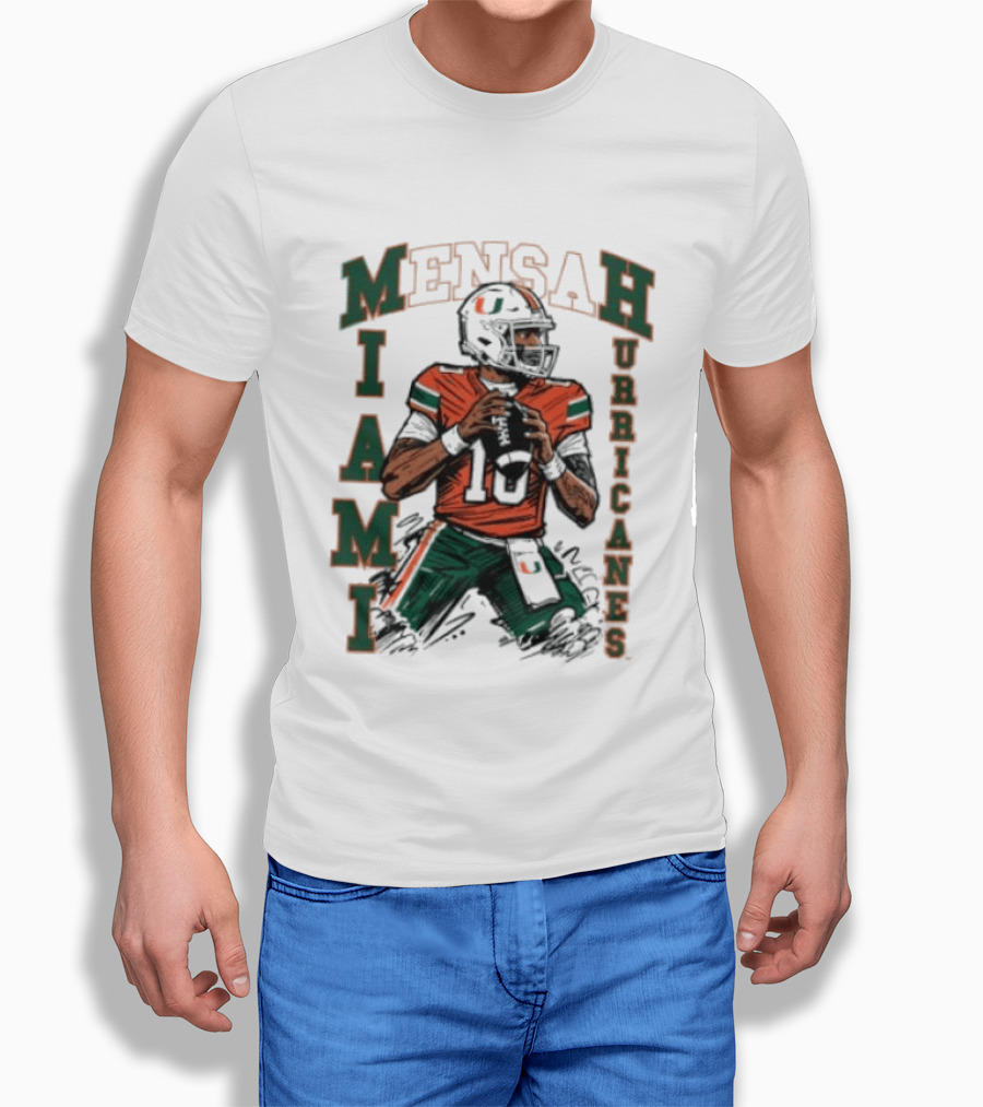 Mensah Miami Hurricanes Football Player Sketch T-Shirt