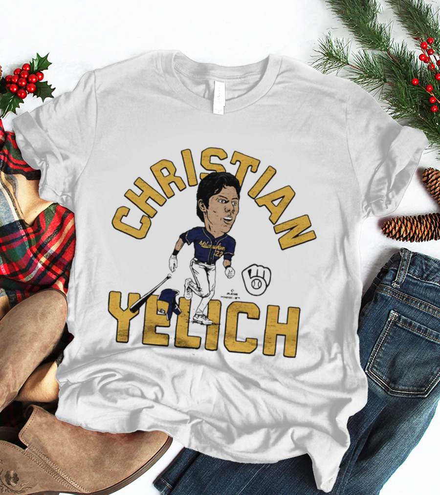 Christian Yelich Milwaukee Brewers Caricature Tri Blend T-Shirt