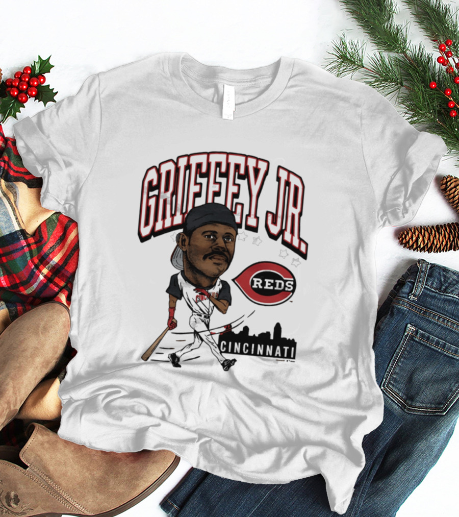 Cincinnati Reds Griffey Jr Caricature Tri Blend T-Shirt