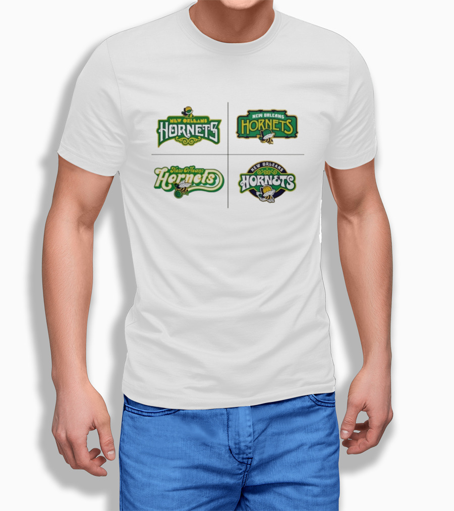New Orleans Hornets Logo Collection Vintage NBA Team Merchandise T-Shirt