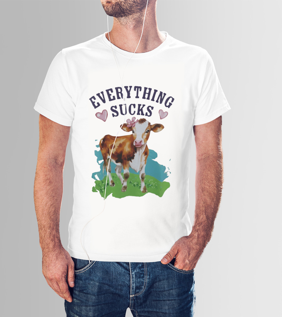 Everything Sucks Cow With Hearts T-Shirt