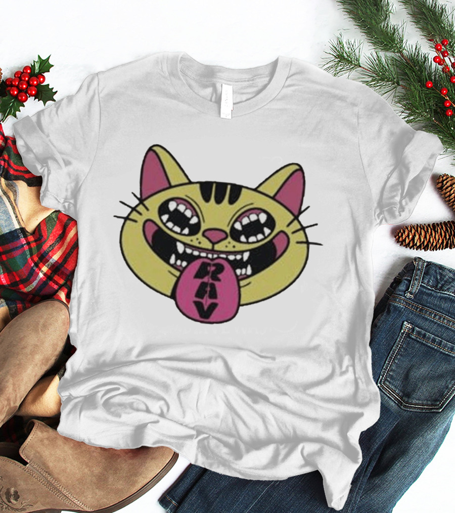 Exociety Rav Cat Vestiges Wild And Funky Cat Face T-Shirt
