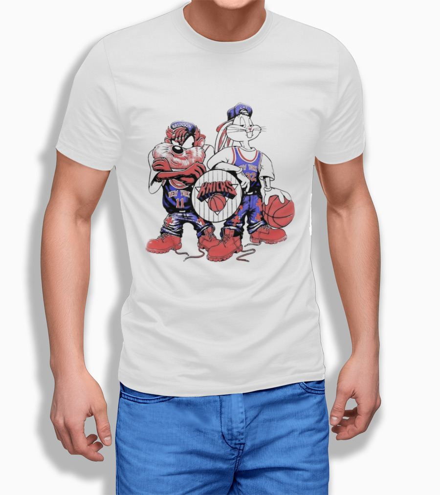 Officila Looney Tunes Bugs Bunny Taz Knicks NYK Basketball T-Shirt