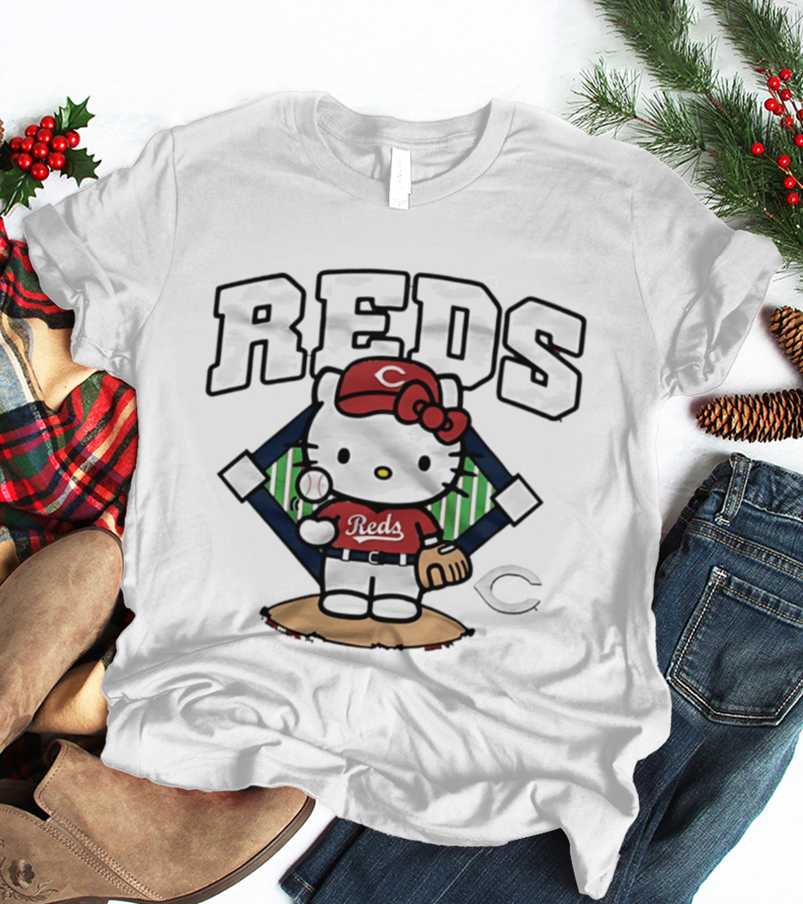 Hello Kitty Cincinnati Reds Collaboration With Baseball Theme 2026 T-Shirt