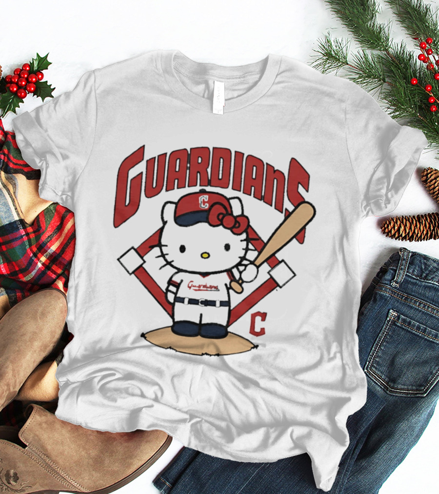 Hello Kitty Cleveland Guardians MLB 2026 Cartoon Collaboration T-Shirt