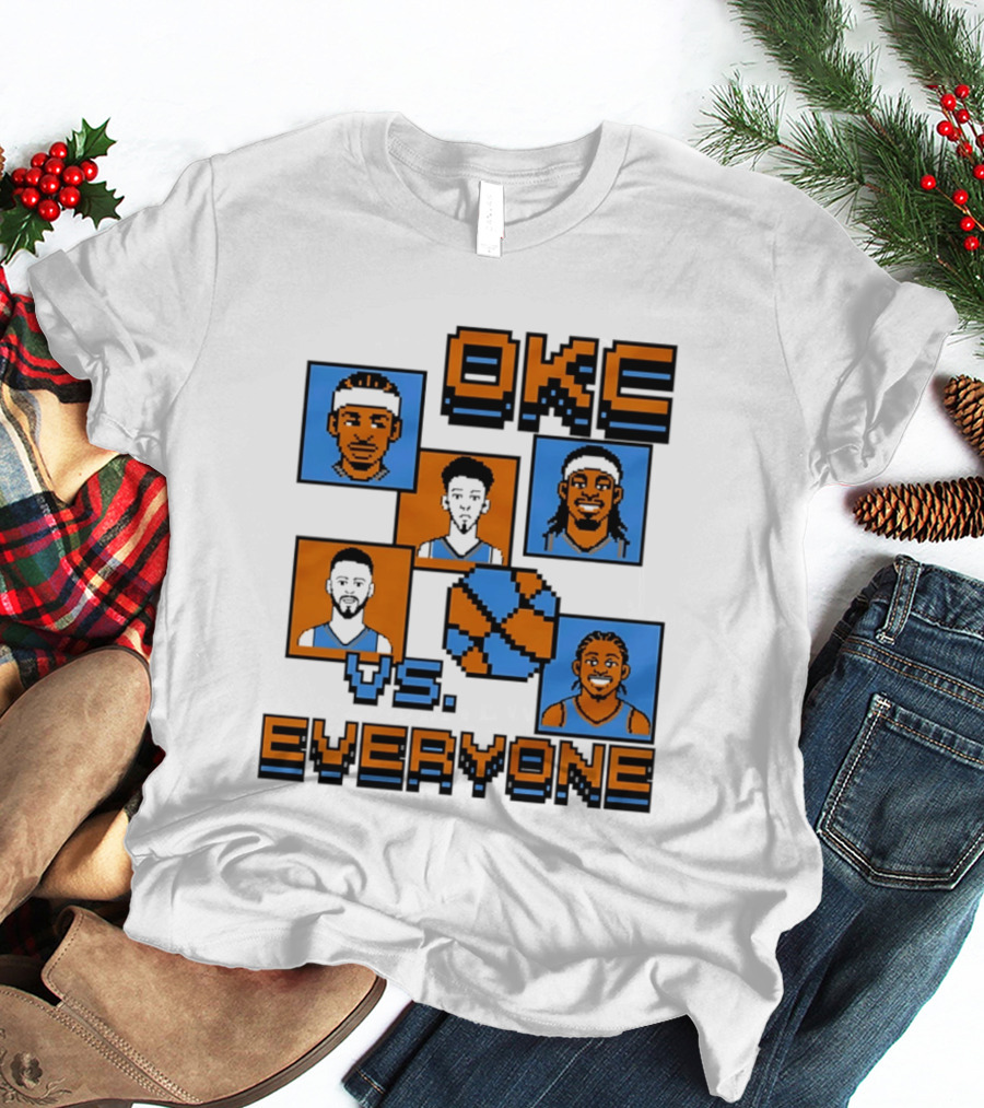 Oklahoma City Thunder OKC Vs Everyone 8 Bit Basketball Pixel Art Characters T-Shirt