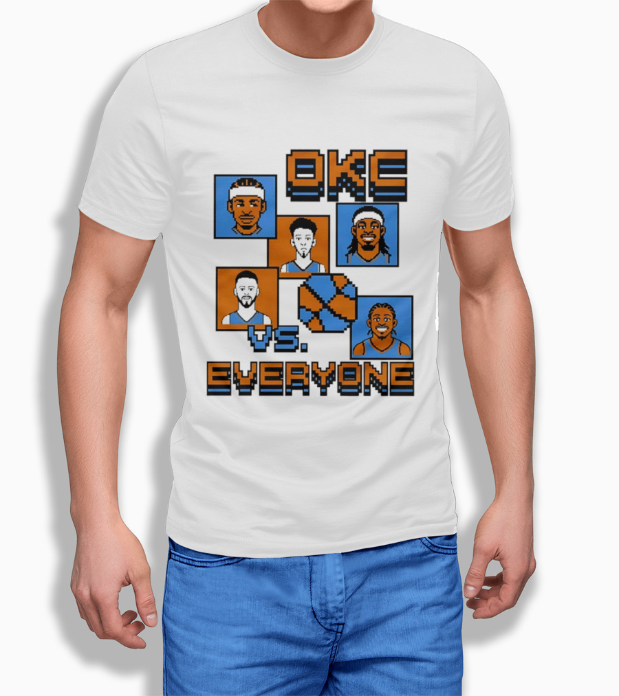 Oklahoma City Thunder OKC Vs Everyone 8 Bit Basketball Pixel Art Characters T-Shirt